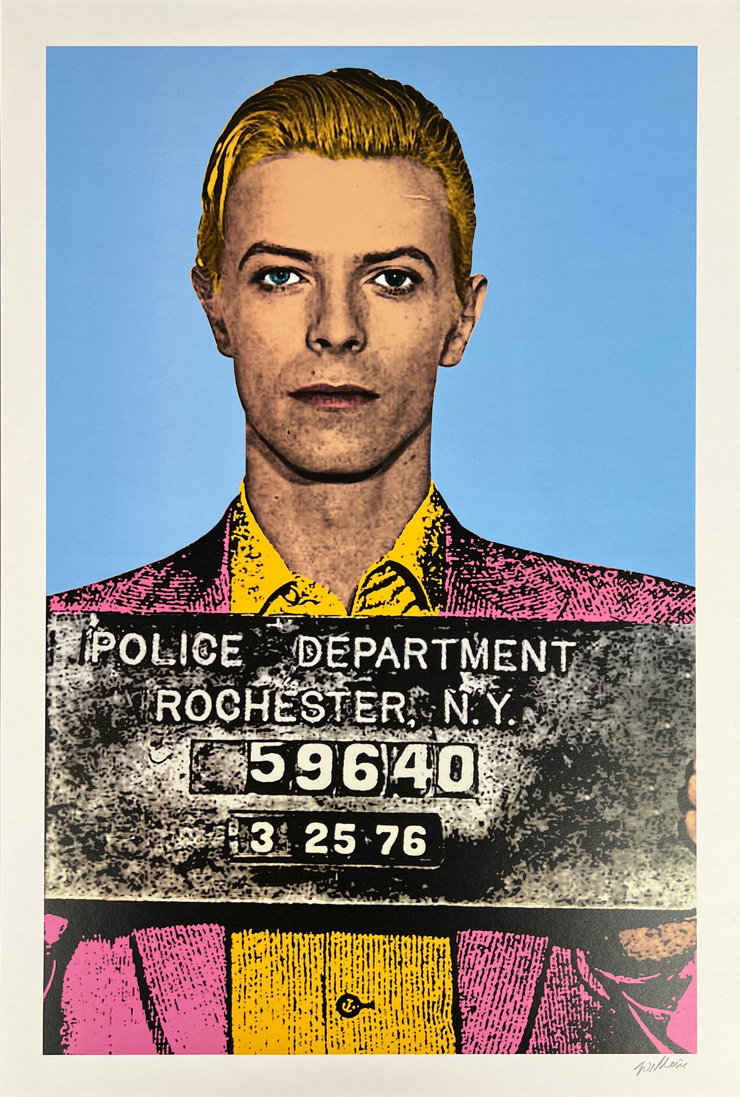 David Bowie Mugshot Print - Blue