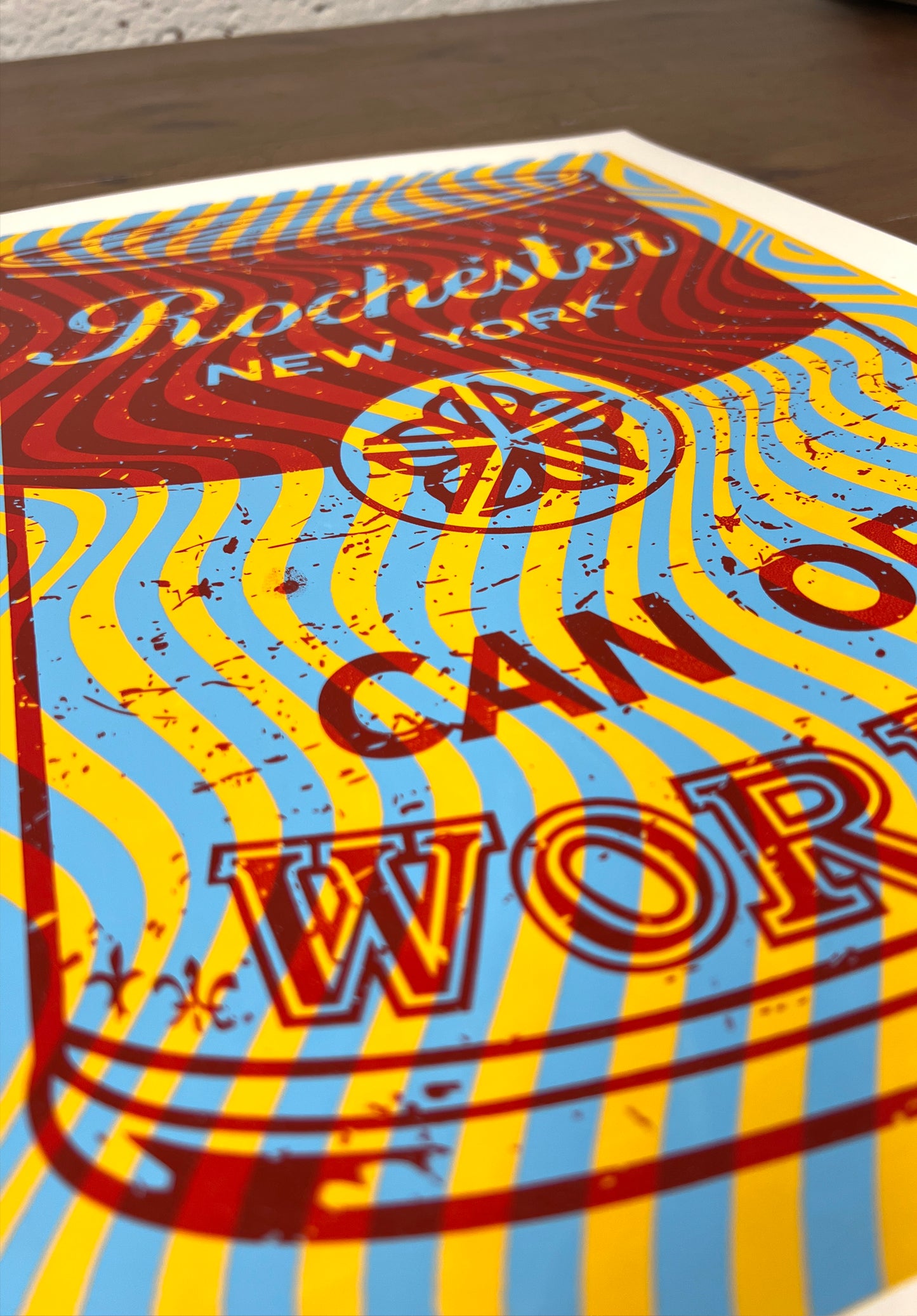 Can of Worms Screen Print (Trippy Blue & Yellow Waves)
