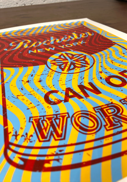 Can of Worms Screen Print (Trippy Blue & Yellow Waves)